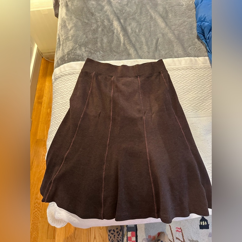 Horny Toad Brown A-Line Skirt with Subtle Pink Stitching